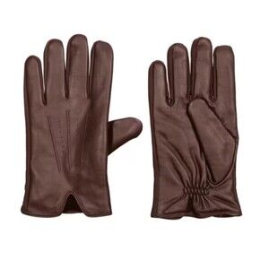 New Isotoner Men's Brown Leather Gloves Medium Touchscreen Compatible